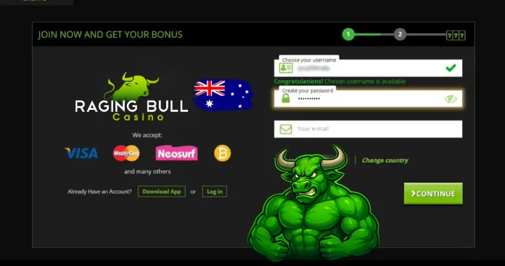 Sing up at Raging Bull Casino